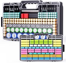 Battery Organizer Storage Holder Box Case with Tester, Ultra-Large 280+ Batteries Double-Sided Variety Pack,Holds AA AAA 4A C D Cell 9V 3V Lithium18650 LR44 CR2 CR123 CR1632 - Black