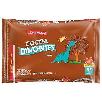 Malt-O-Meal Cocoa Dyno Bites Breakfast Cereal, Gluten Free, 25 oz Bag | Crispy Rice Puffs With Chocolatey Flavor And Crunchy Texture, No Artificial Flavors In A Convenient Resealable Package