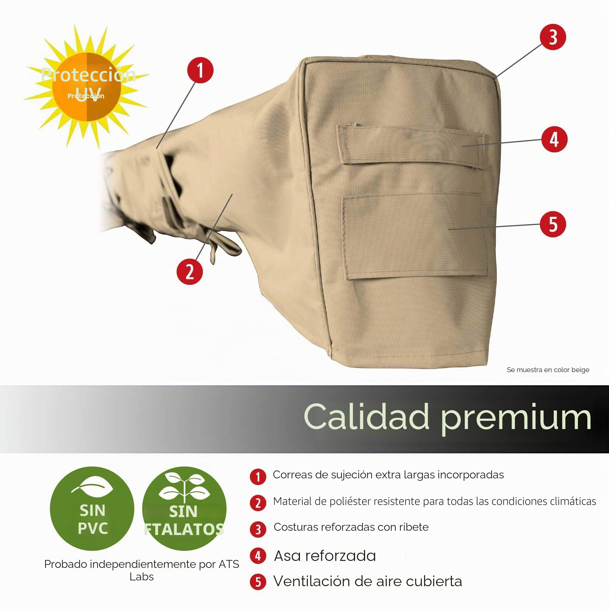 ADVANING AC1200-P861T - Funda protectora para toldos retráctiles de 12 pies de ancho, tela de poliéster resistente a la intemperie, color beige