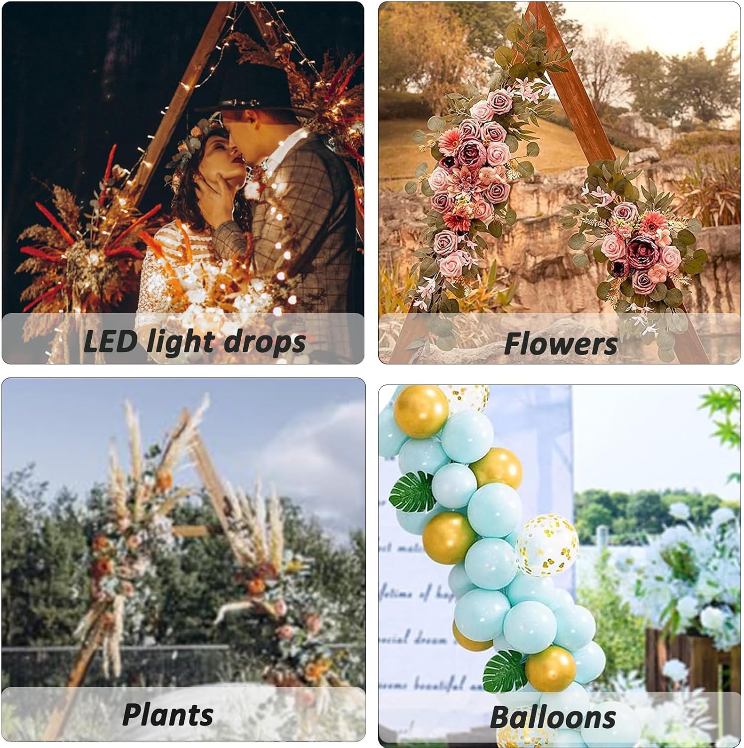 LOYALHEARTDY Triangle Wood Wedding Arch, 8.2ft x 6.9Ft Portable Wooden Arch Decor Rustic Wedding Arch Decorations Garden Arbor Bridal Indoor Outdoor Backdrop Stand for Wedding Ceremony