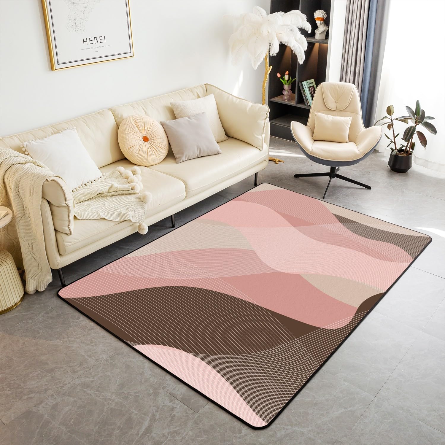 ベージュにくすみピンクと水色 サークルラグ No.620 楽天市場