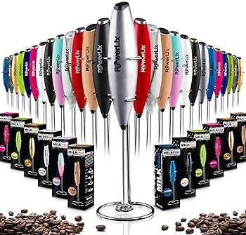 PowerLix Milk Frother Handheld Battery Operated Electric Foam Maker For Coffee, Latte, Cappuccino, Hot Chocolate, Dur...
