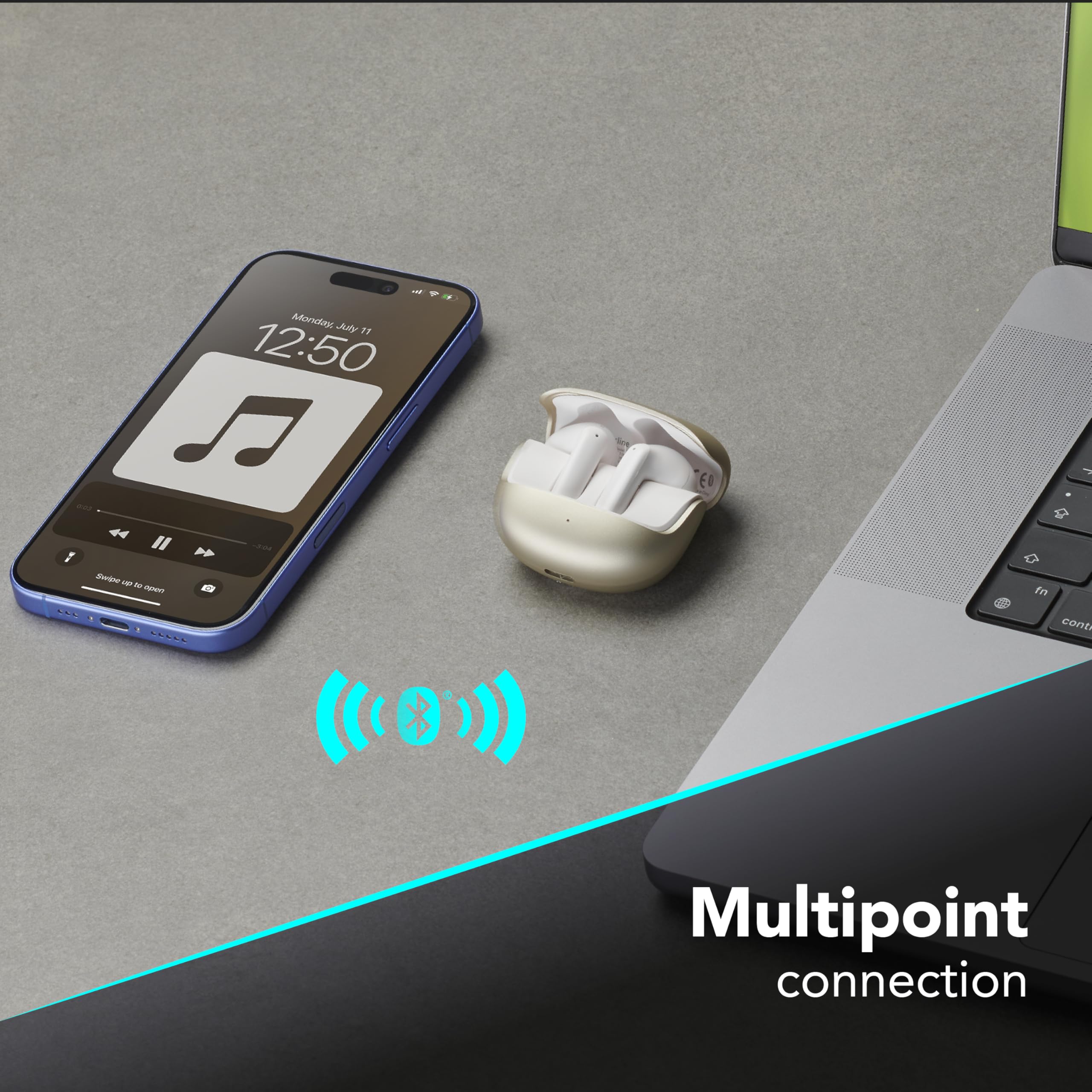 cellularline Call Purely, słuchawki Bluetooth z ENC, 4 mikrofony, redukcja szumów otoczenia, 32 godziny pracy baterii, połączenie multipoint, design Easy Pick