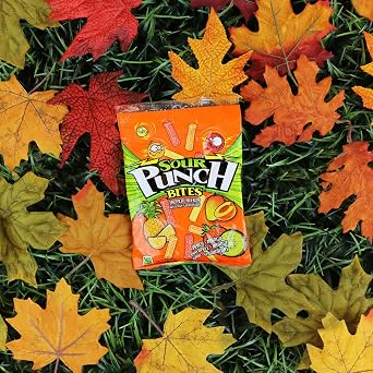 Sour Punch Bites, Tropical Blends, 5oz Bag (12 Pack), Peach, Mango, Pineapple, Orange Kiwi & Strawberry Soft, Chewy Candy