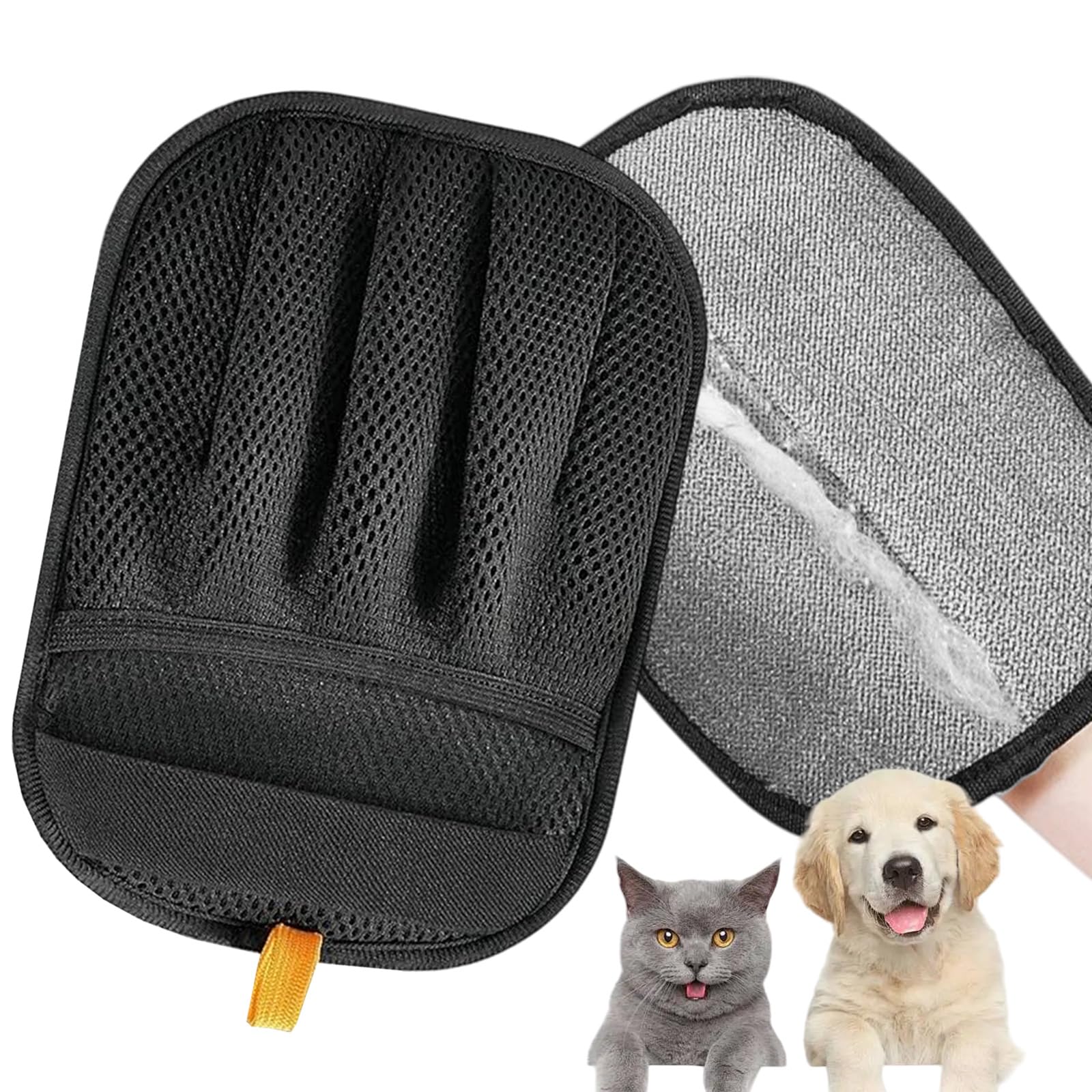 Lot de 2 gants d'épilation pour chiens et chats - Gant de toilettage double face avec adsorption électrostatique - Gant d'épilation lavable