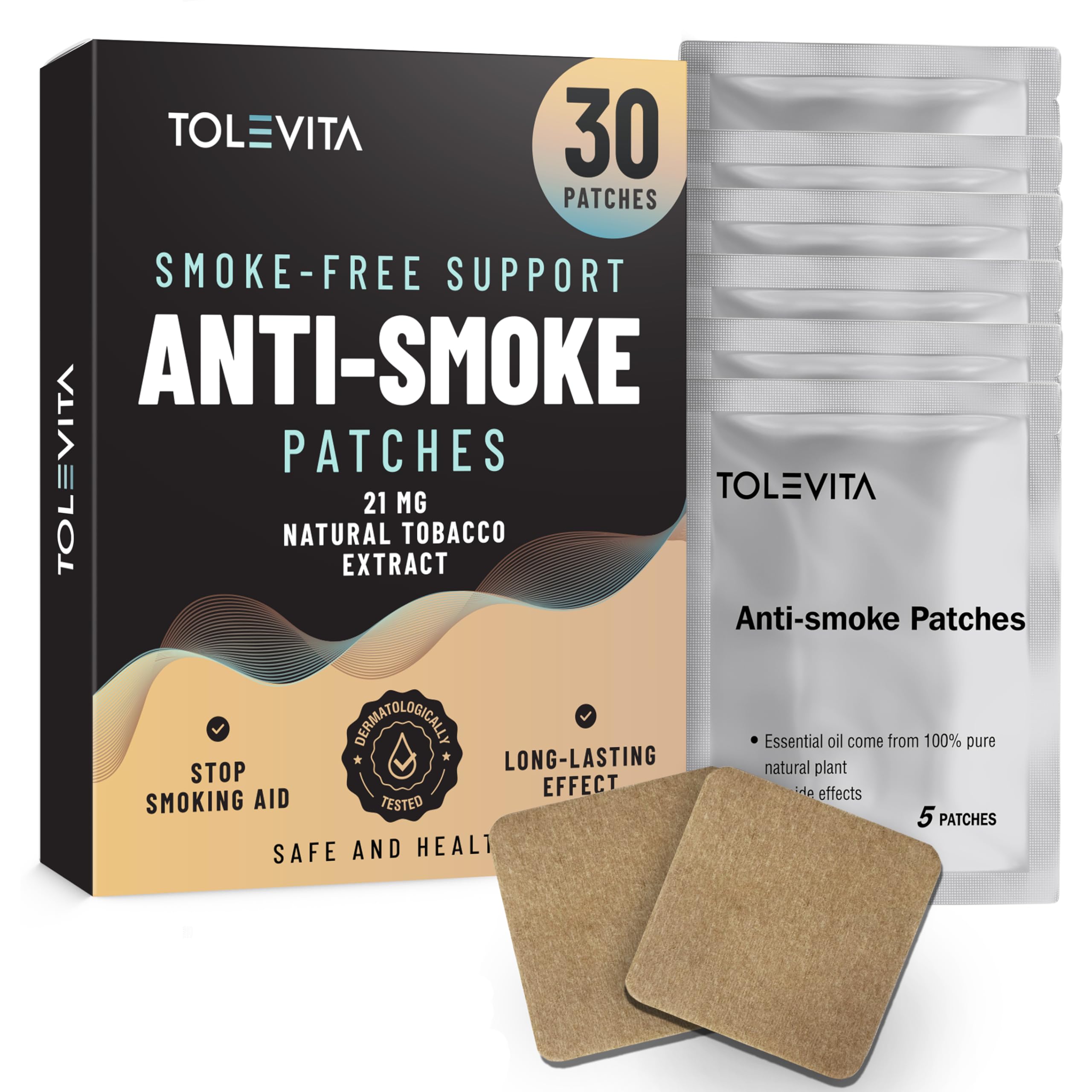 Amazon.com: TOLEVITA Anti- Smoke Herbal Patches Beige 21 mg | Quit Smoking  Patches to Help Reduce Cravings | Herbal Stop Smoking Aid for a Healthier  Lifestyle