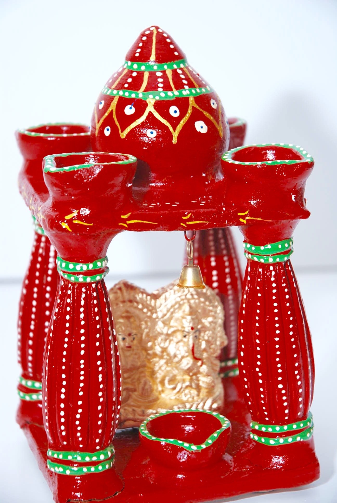 Clay Hatri/Hatti (Temple) with Diyas and Ganesh & Laxmi Mini Statues