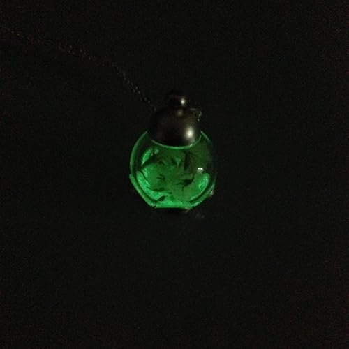 Miniatura 3 de Limonium - Collar de cadena de plata de ley 925 con colgante de flor real luminosa verde luminoso que brilla en la oscuridad, hecho a mano