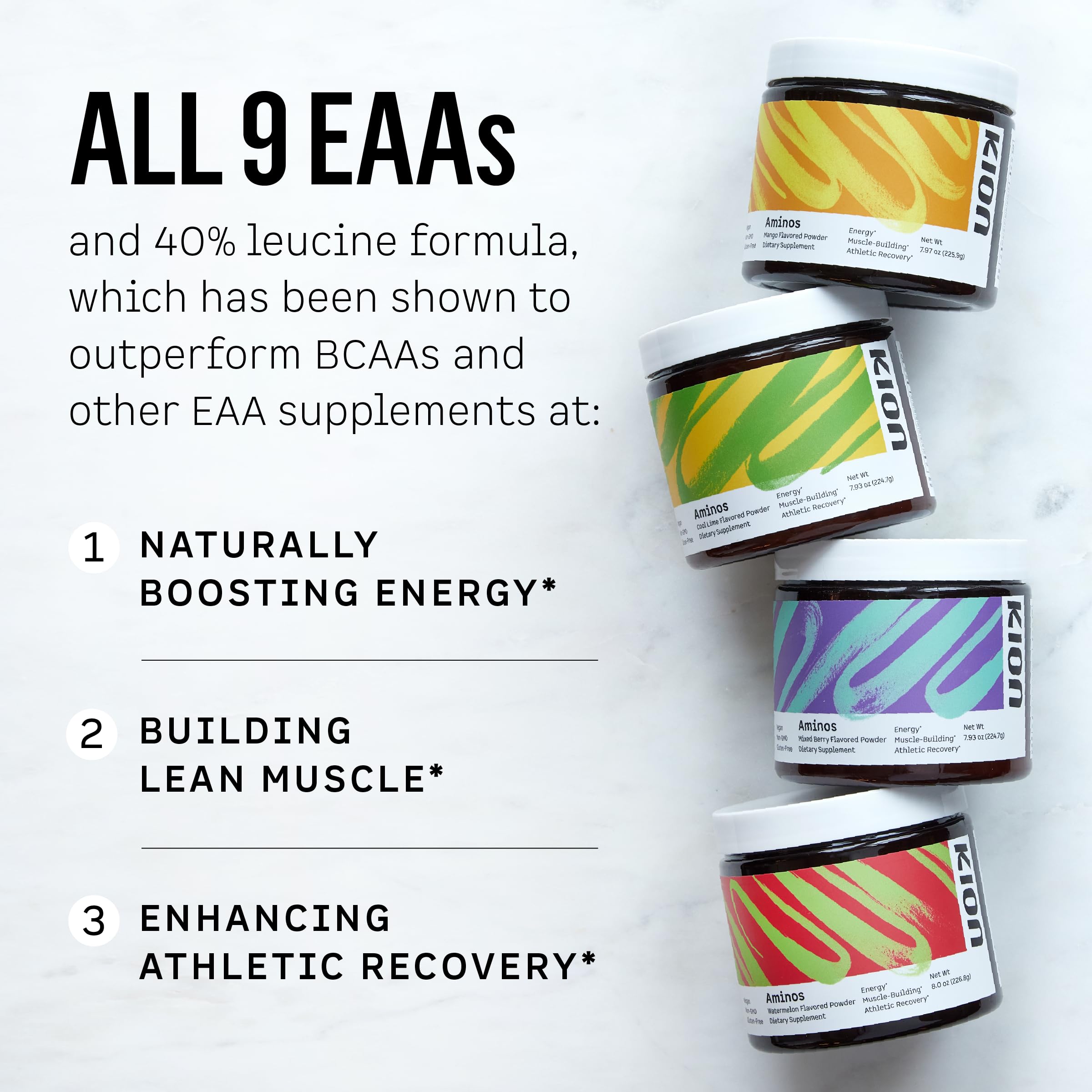 Kion Aminos Essential Amino Acids Powder | All 9 EAAs + BCAAs for Lean Muscle, Recovery & Energy | Sugar-Free, Caffeine-Free — Amazon image 2