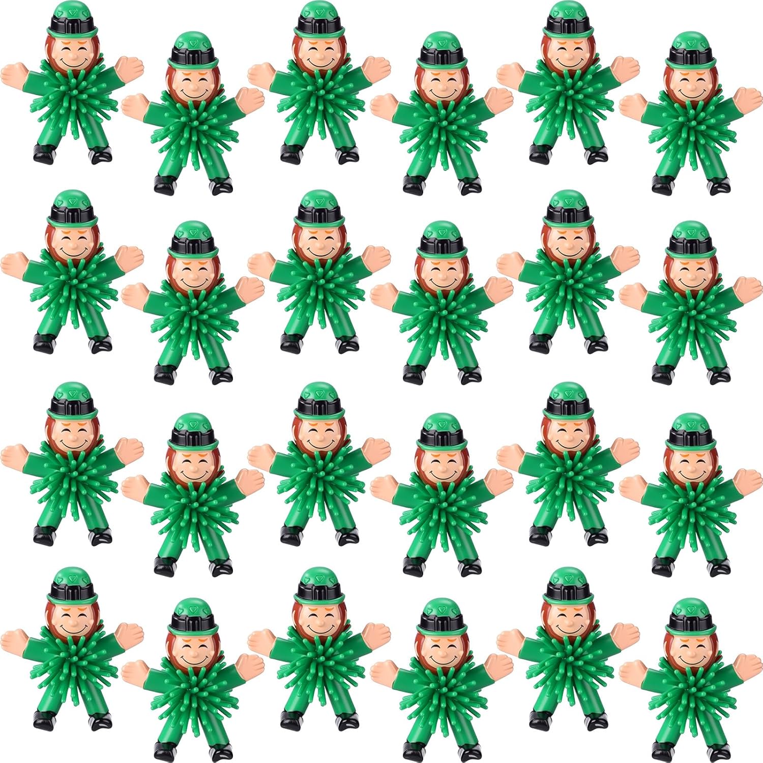 24 Pcs St. Patrick's Day Mini Leprechaun Stress Relief Fidget Squeeze Porcupine Figurine for Saint Patrick's Day Party Gifts Home Decor