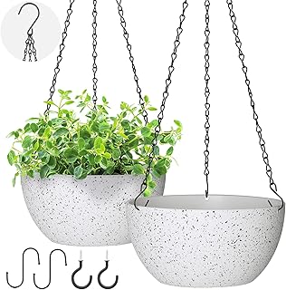 Hanging Planter Pots for Plants Outdoor Indoor, 9 Inch Hanging Plant Pot Plastic Flower Pots for Garden Home Decor, Large ...