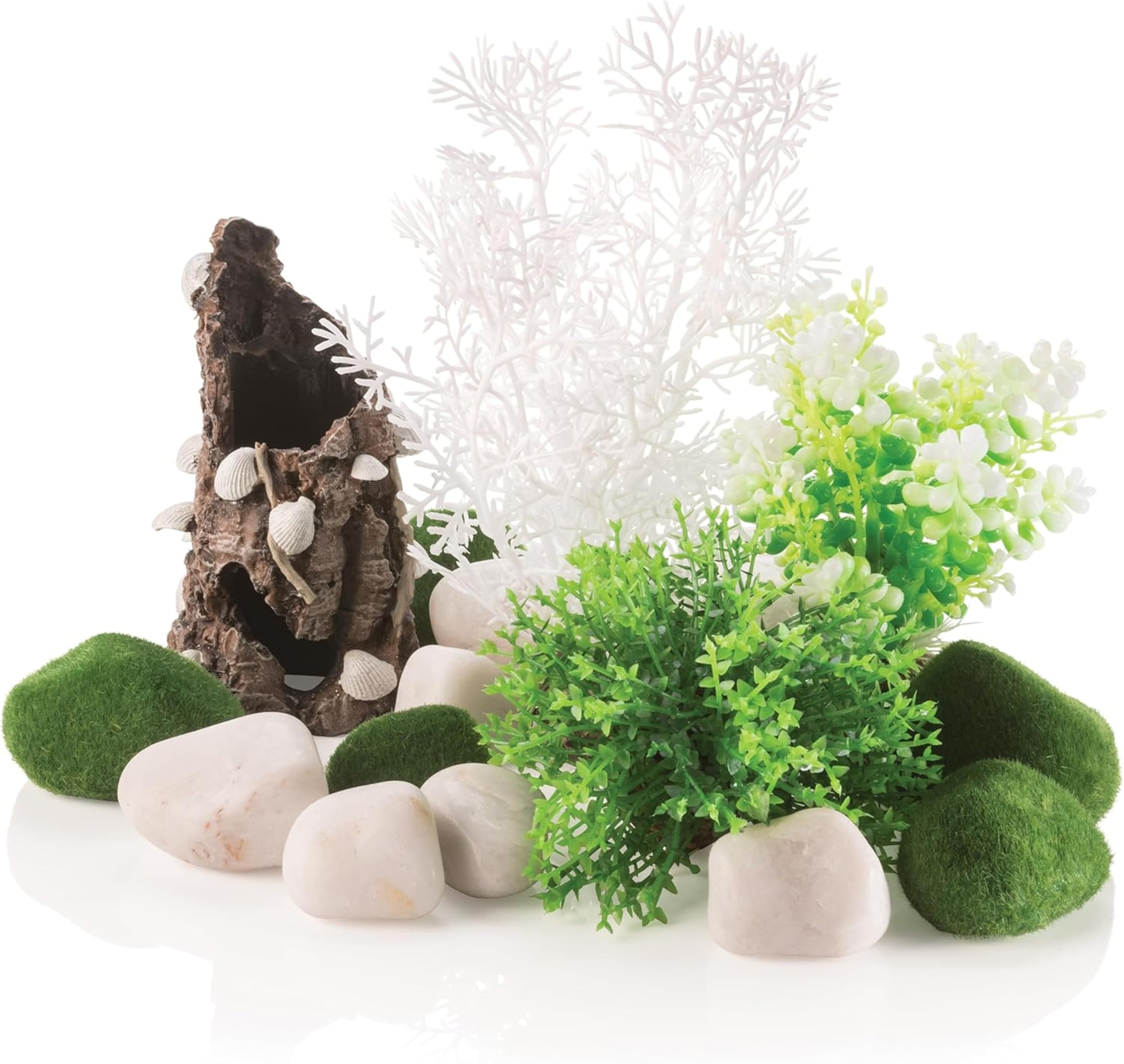 biOrb Decor Set, Fairy Tales - Bark Sculpture, Flower Ball & Pebble Ornaments for 15 L+ Aquariums, Easy-Insert Decoration Compatible with Fresh & Saltwater Tanks, Perfect Fish Tank Decorations