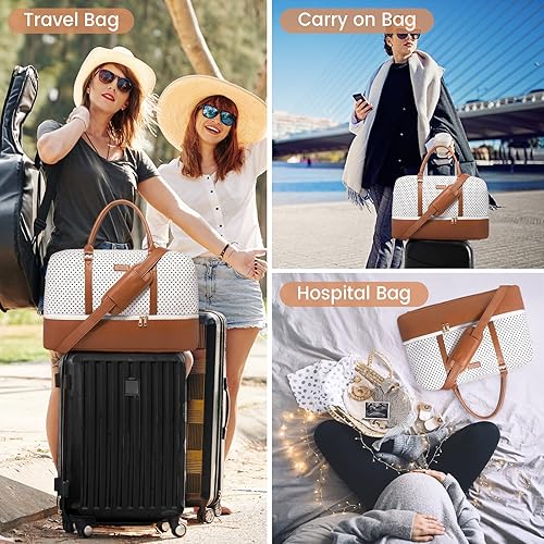 Miniatura 6 de Realer Bolsa de fin de semana, bolsa de viaje para mujer, bolsa de viaje de fin de semana, con compartimento para zapatos, aprobado para vuelos