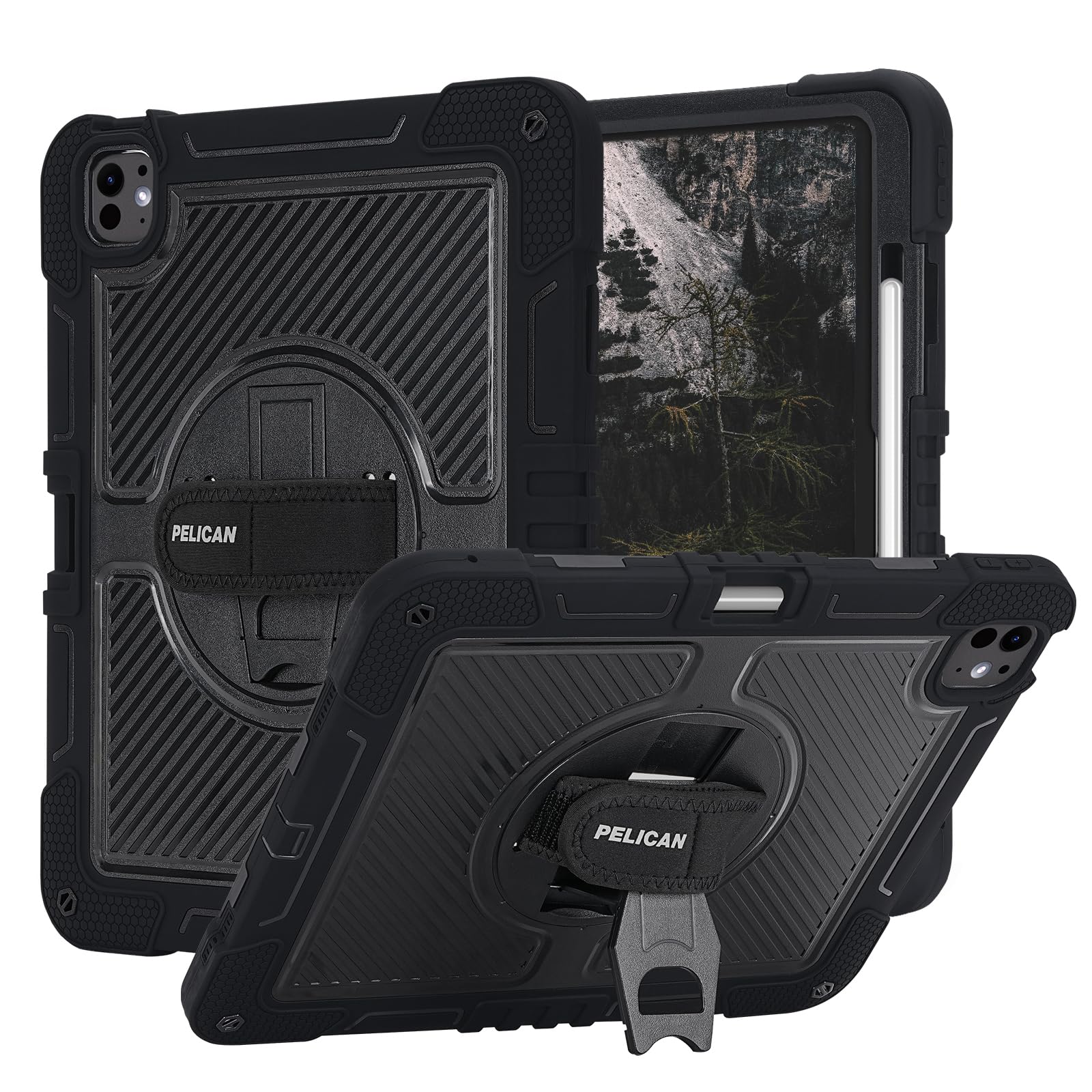 Photo 1 of Pelican Voyager iPad Pro 13 Inch Case (M5/M4) - Ultra Rugged iPad Pro Case with Pencil Holder & 360° Stand - Military-Grade Drop Protection - Adjustable Hand Strap & Two Lanyard Attach Points - Black