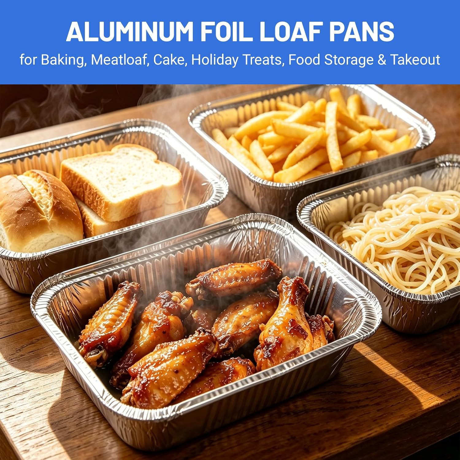 100 Pack 1Lb Mini Aluminum Foil Loaf Pans, 6" x 6" x 2" Small-Aluminum-Foil-Pans, Oven Safe for Baking, Meatloaf, Cake, Holiday Treats, Food Storage & Takeout