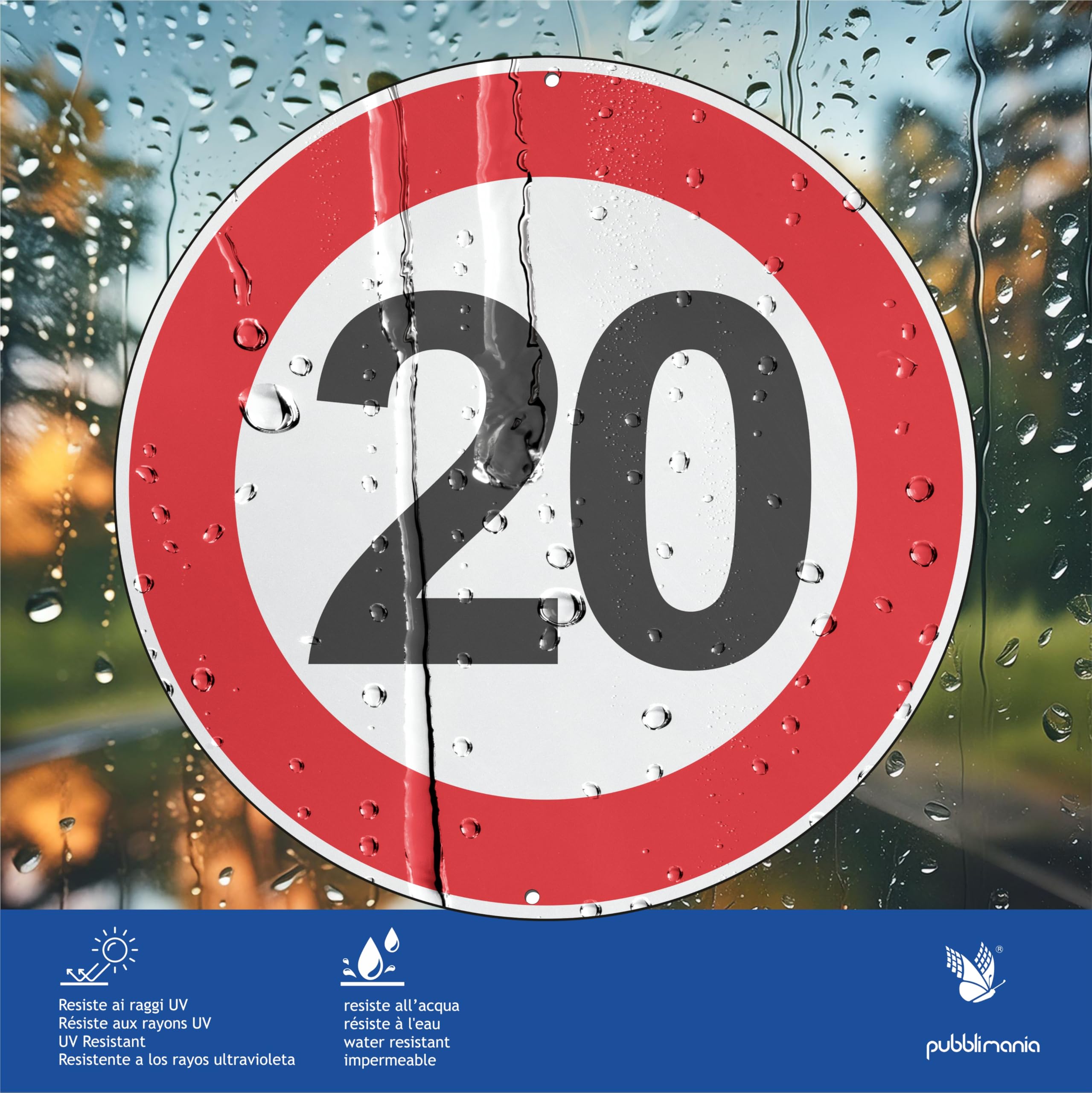 Pubblimania 3 Geschwindigkeiten max. 20 km Fahrzeiten Verkehrszeichen Schild aus Aluminium Metall rund 3 mm dick für Außen Ø 30 (3er Pack, maximale Geschwindigkeit 20 km Stunden)
