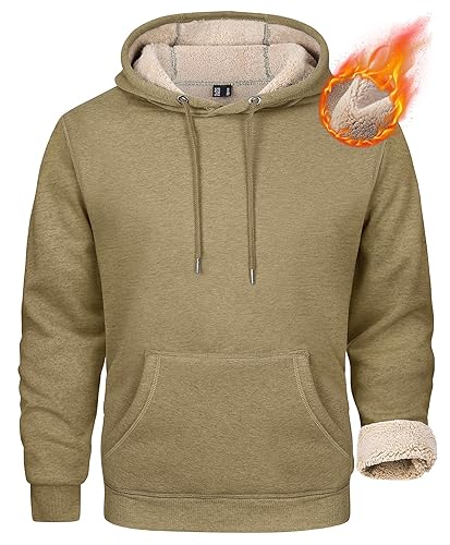 MAGCOMSEN Men's Heavy Hoodie Sherpa Fleece Lined Pullover Thick Winter