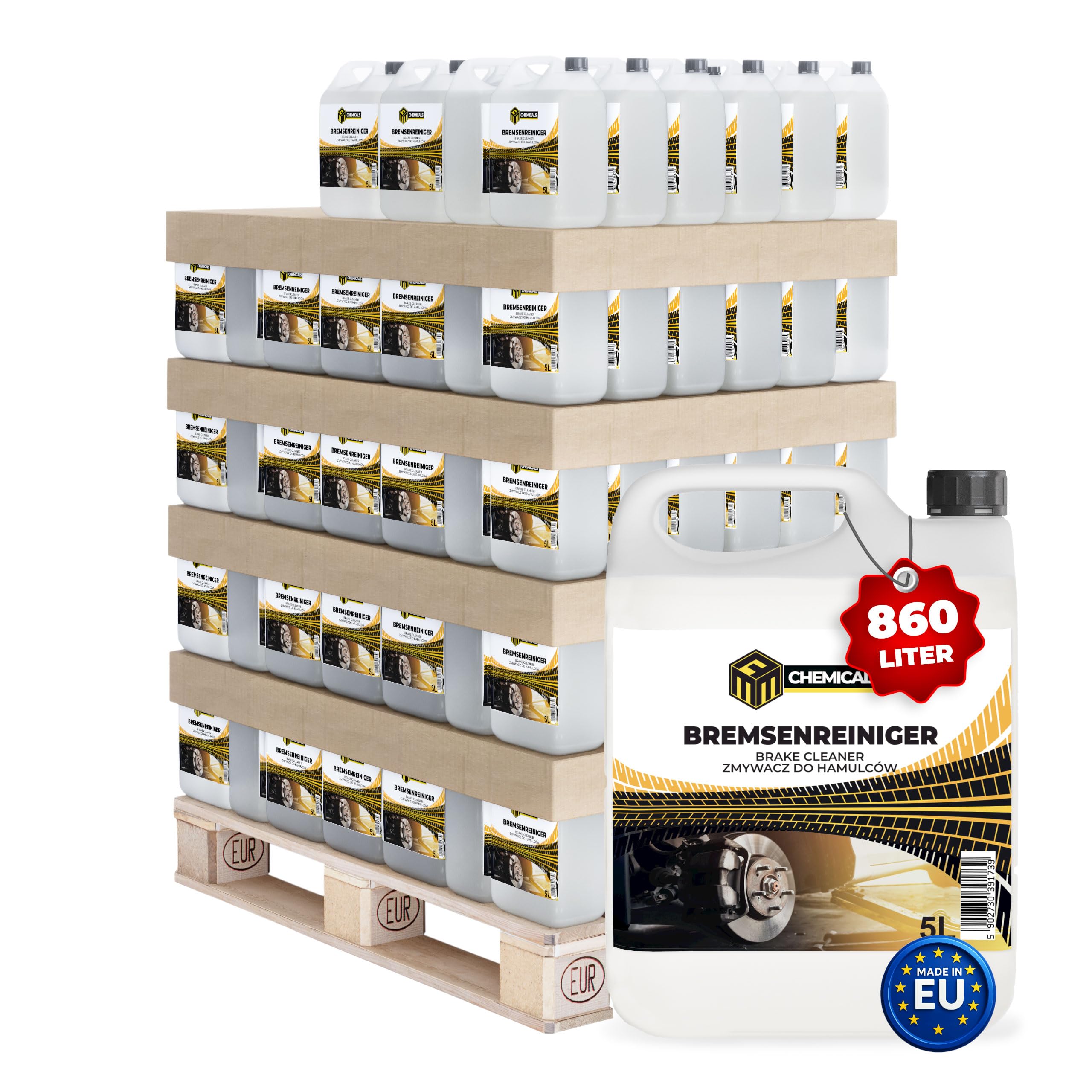 MRM Chemicals – Bremsenreiniger 172 x 5L Kanister – für Auto, Motorrad & Fahrrad – entfernt Öl, Fett, Bremsstaub, Klebereste – Werkstatt-Entfetter, schnell trocknend, rückstandsfrei