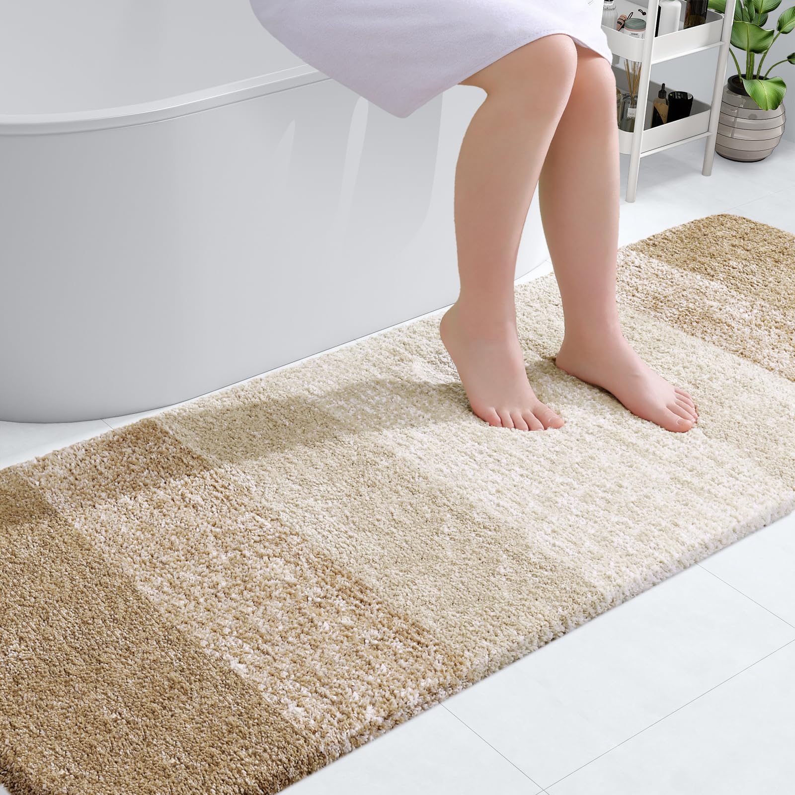 OLANLY Bathroom Runner Rugs 70x24, Extra Soft Absorbent Microfiber Bath Rugs, Rubber Backing, Quick Dry, Machine Washable Bath Mats for Bathroom Floor