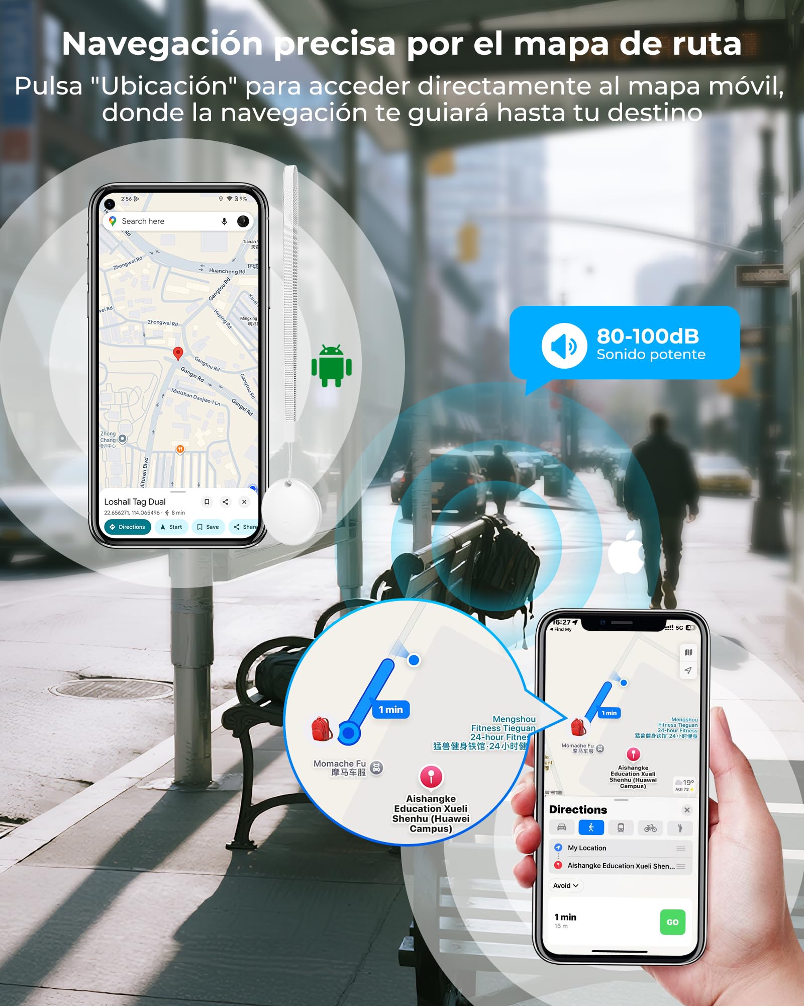 Android Smart Tag Blanco 4 Pack - GPS Tracker Funciona con Google Find My (Sólo Android),Encuentra Teléfono y Llaves, Impermeable IP68, Carteras y Maletas,Niños Batería Reemplazable