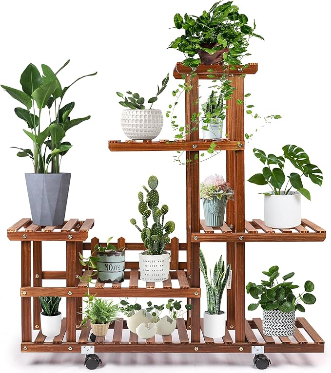Acmind Wood Plant Stand Indoor, Outdoor Plant Shelf Multi
