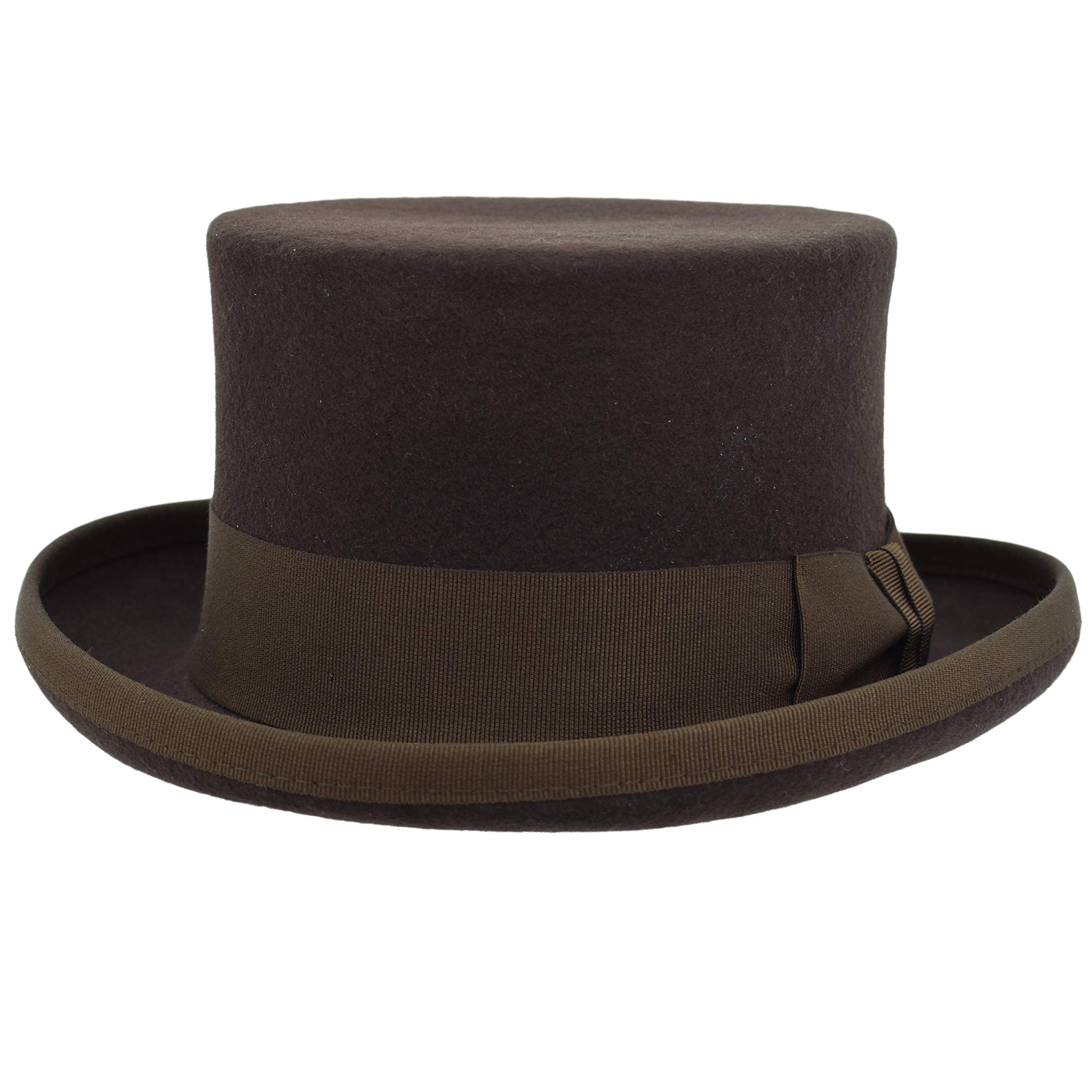 Chapeau demi-cylindre en feutre de laine pour homme femme été hiver - Marron - M