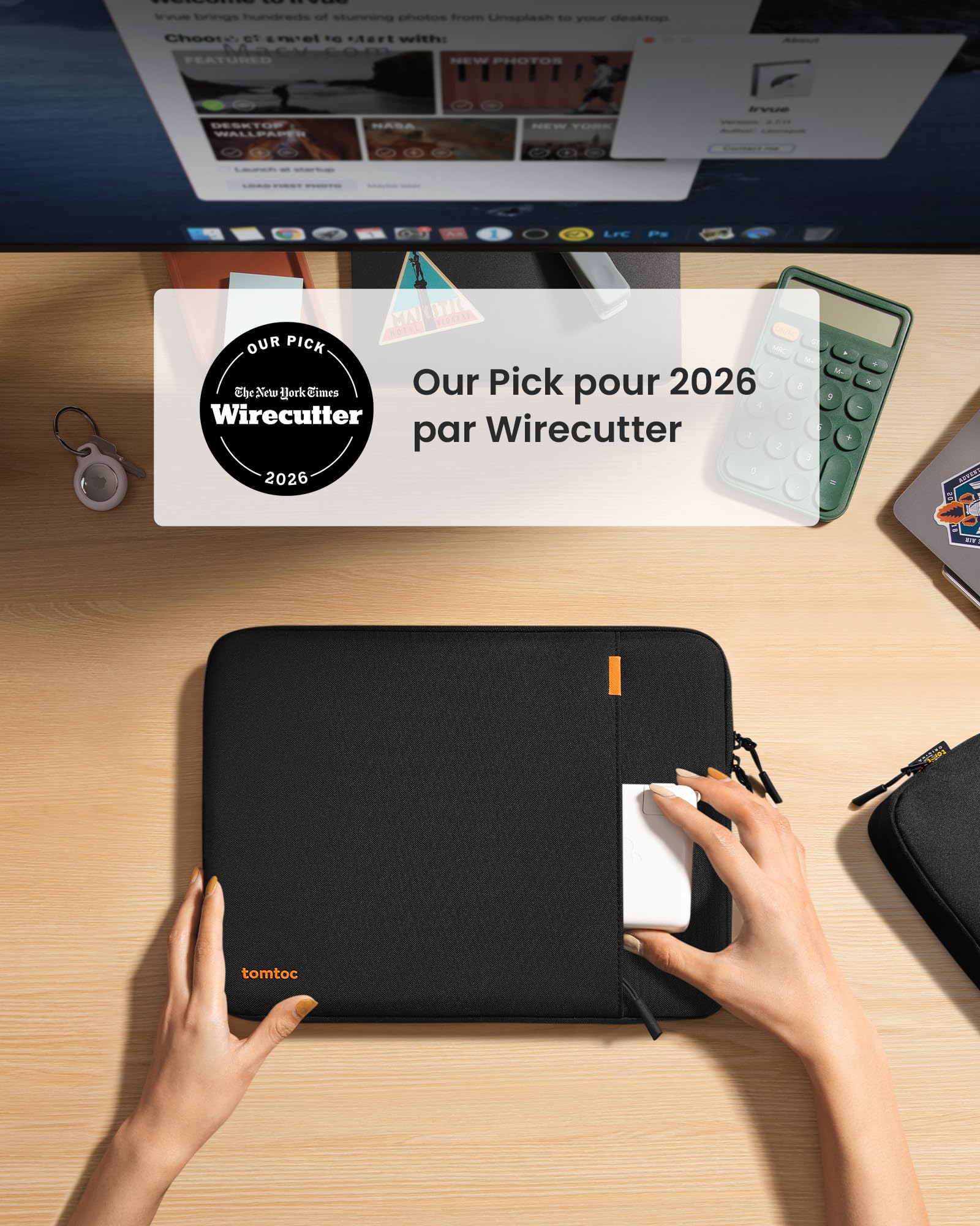 tomtoc 360° Housse pour Nouveau 13 Pouces MacBook Air M5/A3449 (2026), M4/A3240 (2025), M3/M2/M1, Compatible Aussi avec 13'' MacBook Neo A18 Pro, Sacoche pour Laptop avec Pochette pour Accessoires