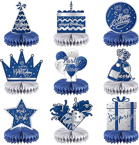 Clabby 9 piezas de decoración de nido de abeja para fiesta de cumpleaños, centros de mesa de cumpleaños con temática de panal de abeja, recuerdos de