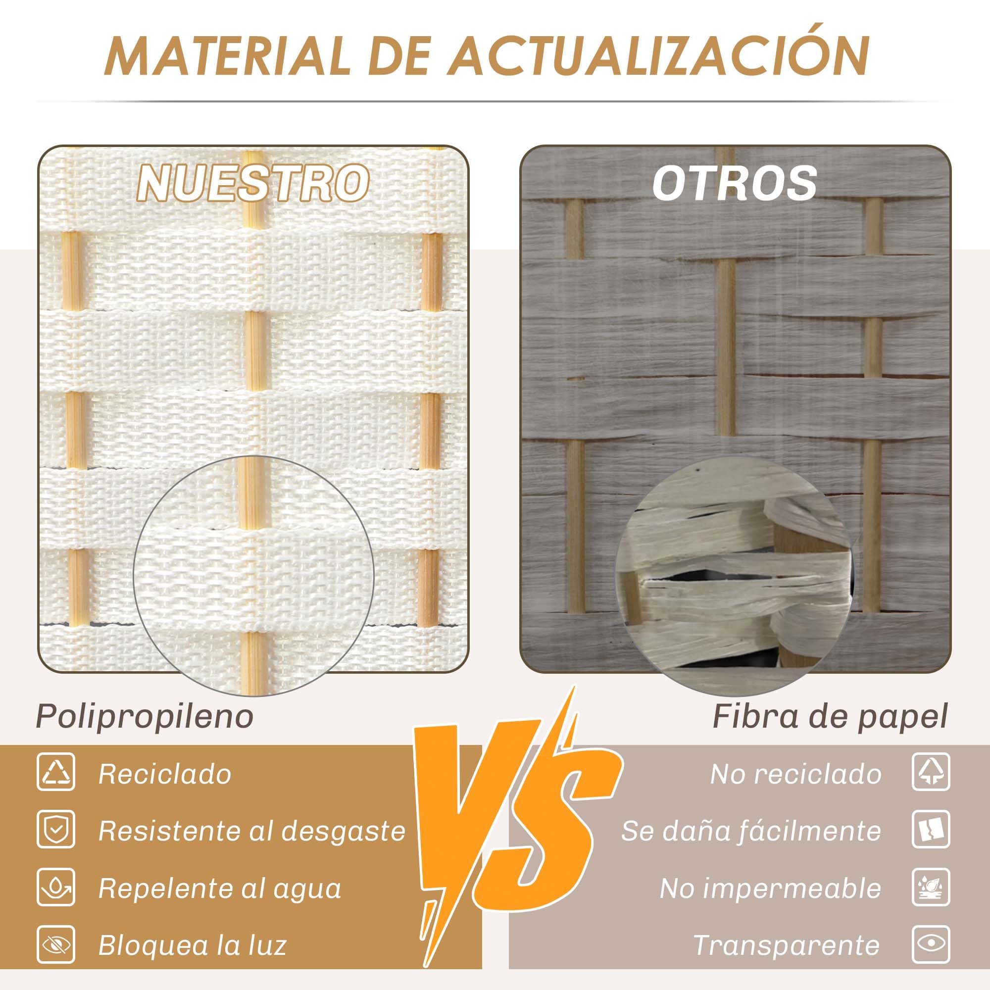 HOMCOM Biombo de 6 Paneles 240x170 cm Separador de Ambientes Plegable Biombo Separador de Ambientes para Salón Dormitorio Oficina Blanco