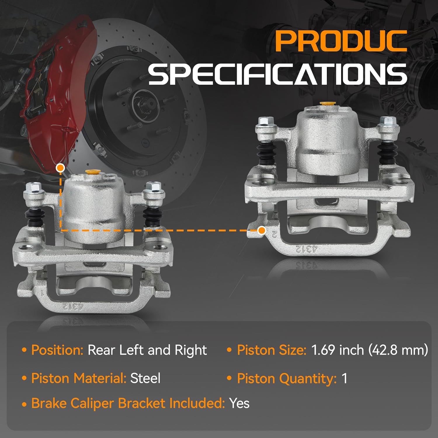 Rear Brake Caliper Set Rear Left+Right Side Compatible with 03-04 Infiniti G35 with Single Piston Calipers 05 Infiniti G35 All Wheel Drive 03-07 Nissan Murano, Replace # 19B2792 19B2793