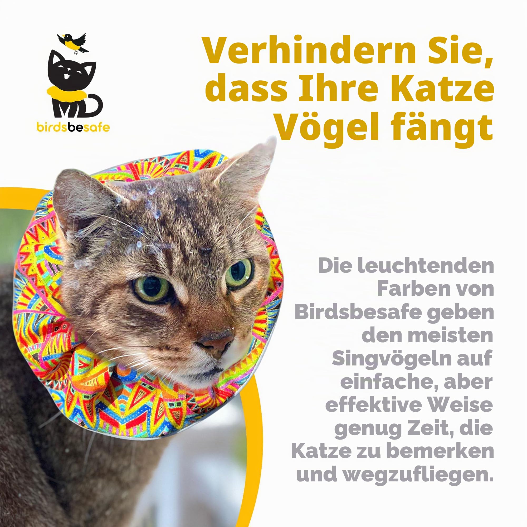 Birdsbesafe® Katzenhalsband für Vögel – Vogelwarnung Katzenhalsband, wissenschaftlich erwiesen, um zu verhindern, DASS Ihre Katze Vögel fängt
