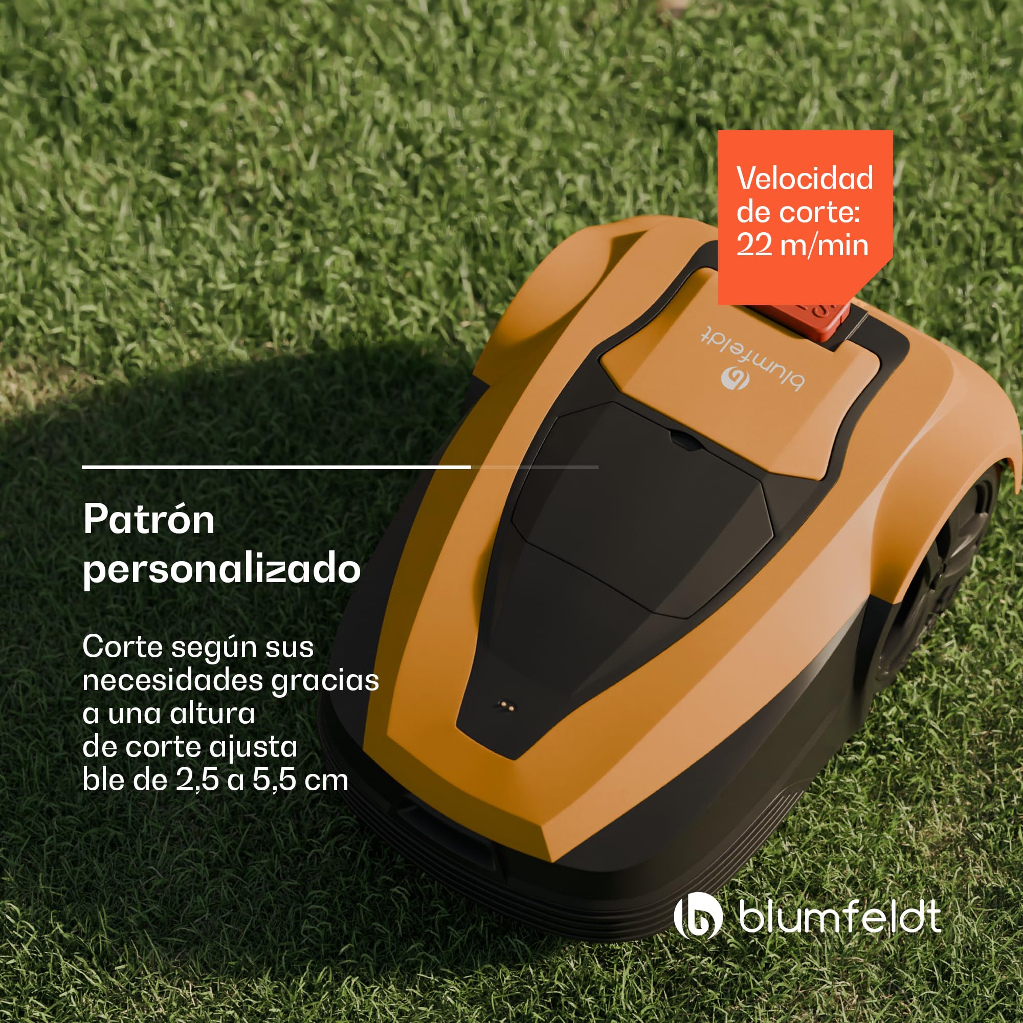 blumfeldt Robot Mower Inteligente para Jardines de hasta 1400 m², Batería de Iones de Litio de Larga duración, Funcionamiento silencioso, con Cable delimitador - desbrozadora a bateria