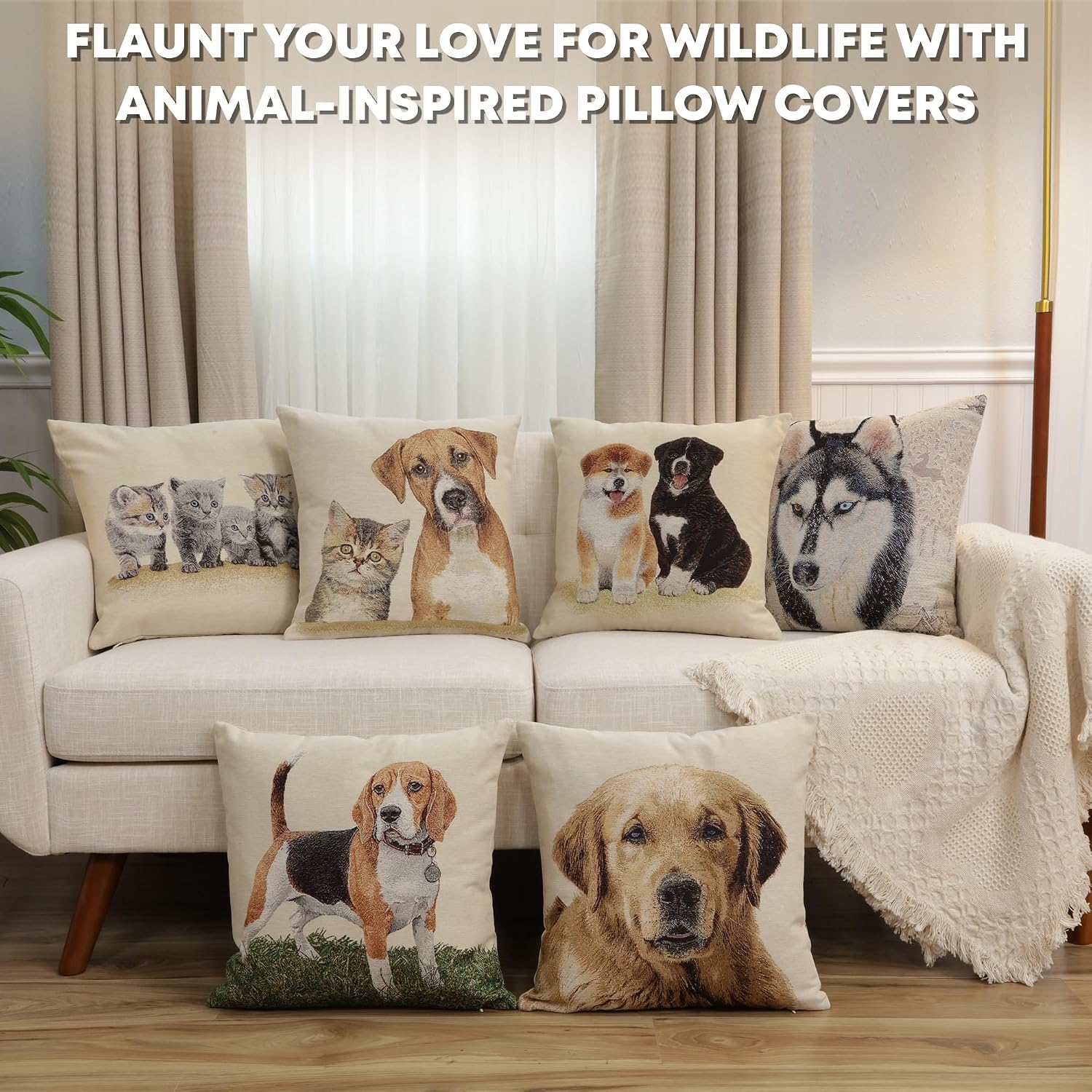 Charlotte Home Furnishings Decorative Throw Pillow Covers 18x18 in, Akitas Dog Animal Pillow Cover, Home Decor Couch Pillow Cover, Living Room Tapestry Pillow Cover, European Cotton Jacquard Woven