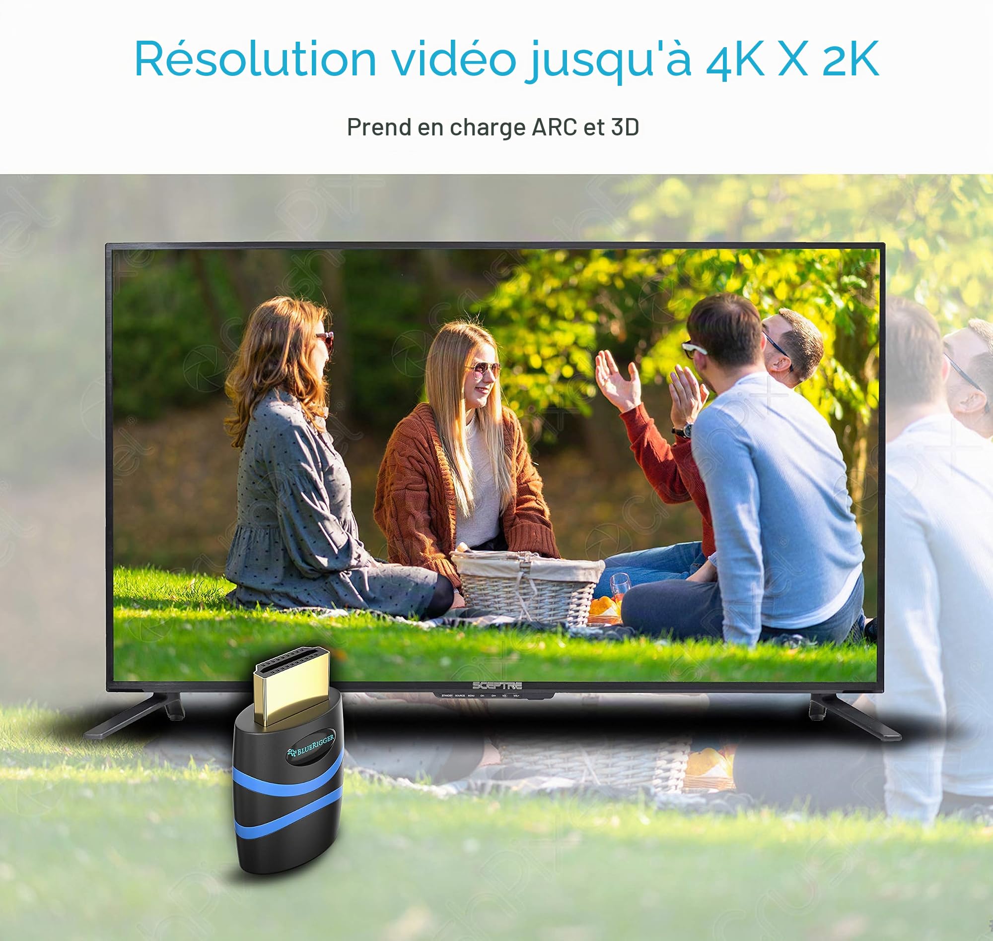 BlueRigger Adaptateur HDMI CEC 4K (UHD, Arc, 1080p, Ethernet) – Bloqueur HDMI CEC mâle vers Femelle, Compatible avec HDTV, TV Stick, Chromecast, Nintendo Switch, Xbox, PS3, Ordinateur Portable, PC,