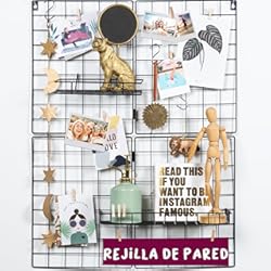 Panel Decorativo Dorado Gadgy Rejilla Pared Plegable Decorativas Juego de 2 | Organizador Escritorio Pared | Decoración Hogar Estilo Nórdico | 60.5 x 79.5 cm.