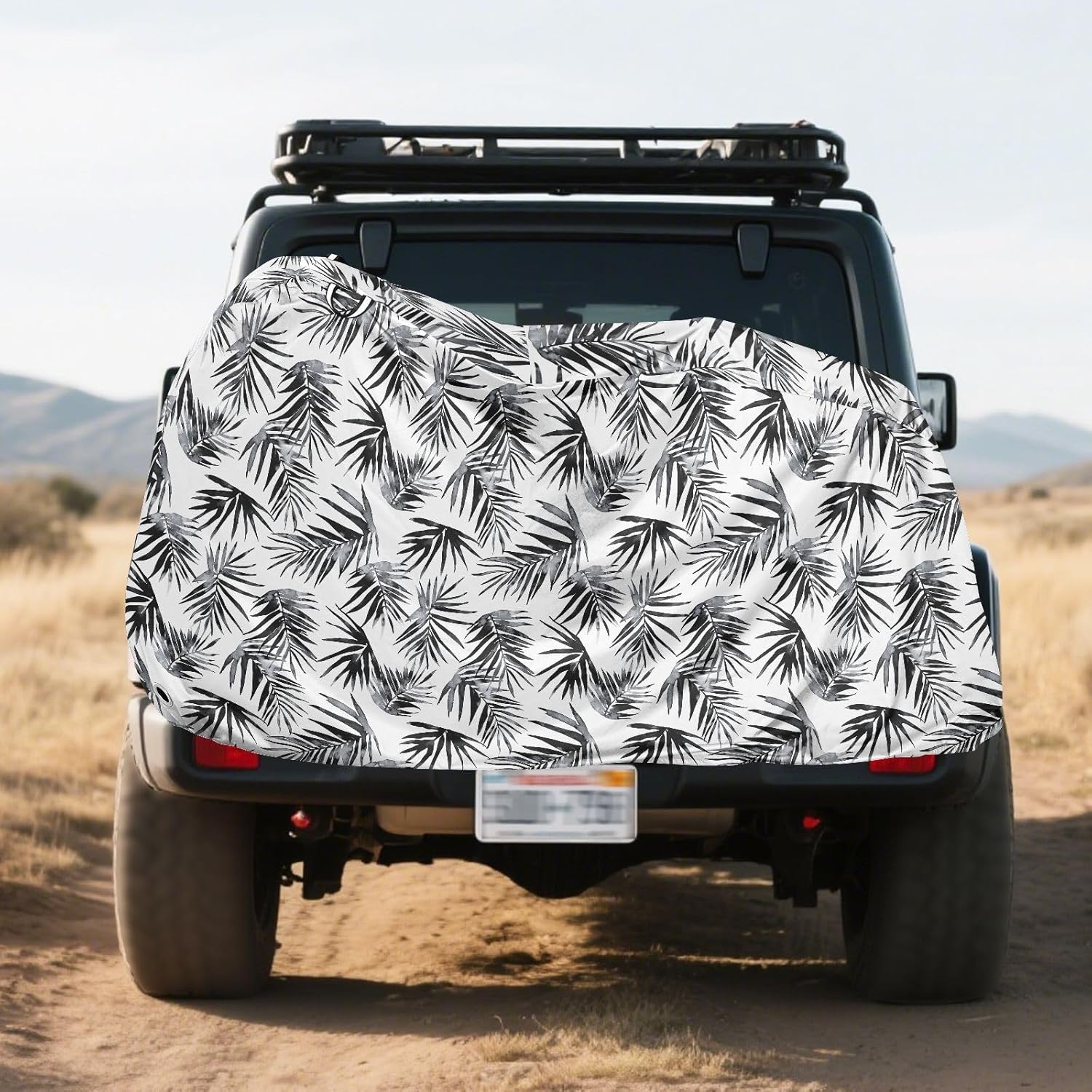 ALAZA Black Palm Leaf Watercolour Bike Cover Waterproof Outdoor Ebike Bicycle Covers Tarp Protection for 1/2 Bikes, Sun UV Dust Wind Proof