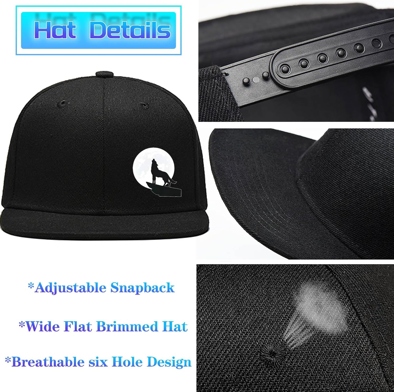 Snapback Hats for Men Flat Bill Hats for Men Fitted Hat Black Baseball Hats Hip Hop Caps - Image 4
