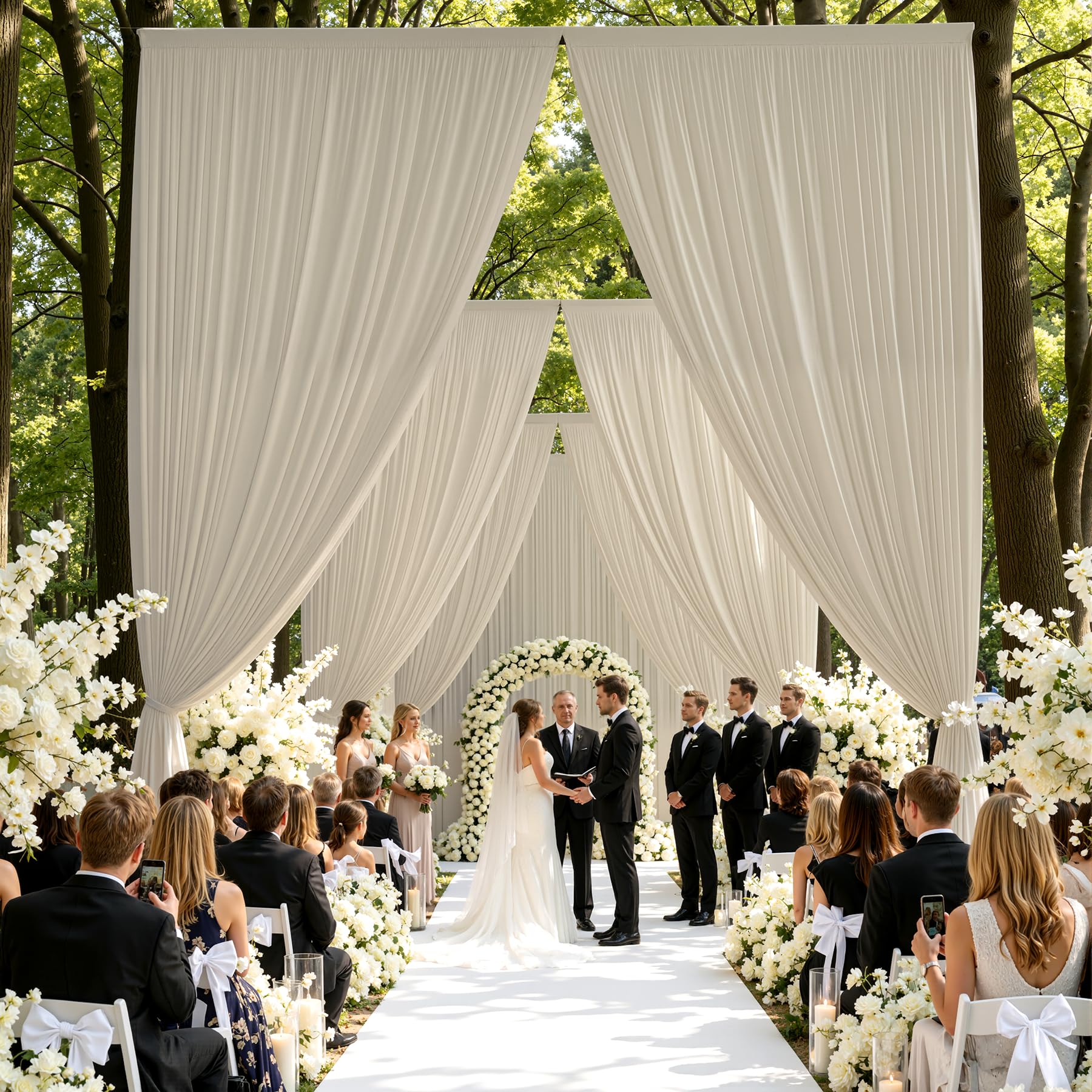Sfondo fotografico in tessuto beige, 6 x 4,5 m, 4 pezzi, 1,5 x 4,5 m, fondale fotografico senza pieghe, per matrimoni, feste, eventi e decorazioni, tende decorative beige per pareti fotografiche