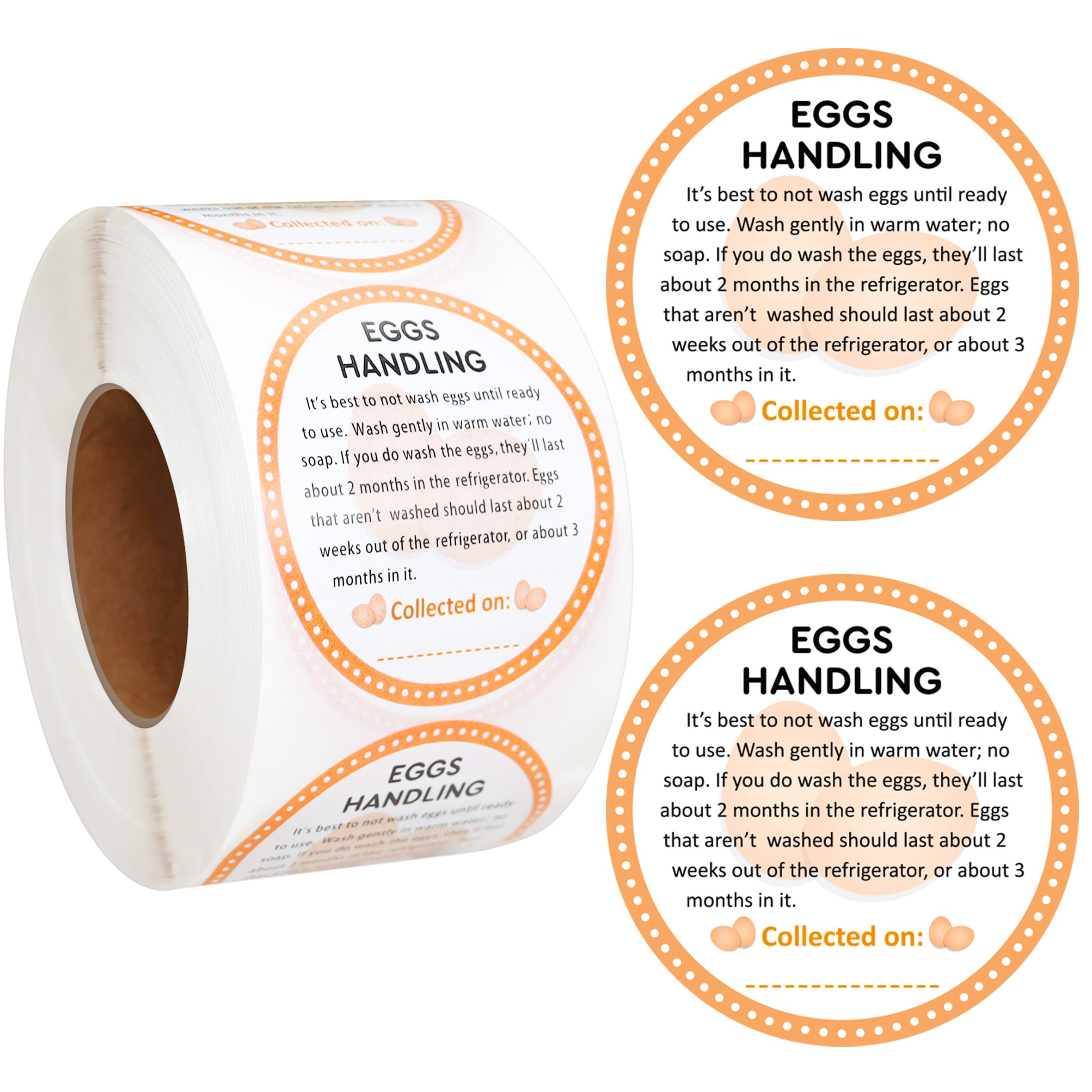YHNTGB600 PCS Farm Fresh Eggs Carton Labels Egg Carton Stickers 2 Inch Round Farm Fresh Egg Care Stickers Labels Egg Handling Stickers Self Adhesive Egg Packaging Stickers for Chicken Eggs