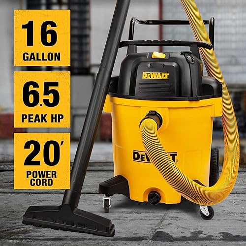 Vista 3 de DEWALT DXV16PA - Aspiradora para húmedo y seco de poliéster de 16 galones/Acc, aspiradora de taller de 6.5HP para húmedo y seco para sitio