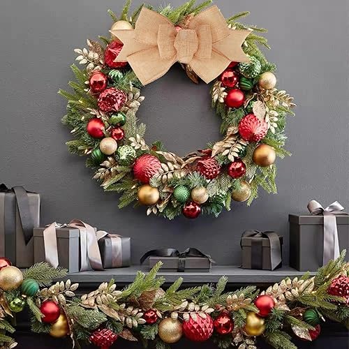 Miniatura 57 de 2 lazos de arpillera de Navidad, hechos a mano, prefabricados para coronas, adornos decorativos grandes de Navidad, decoración de árbol, lazos