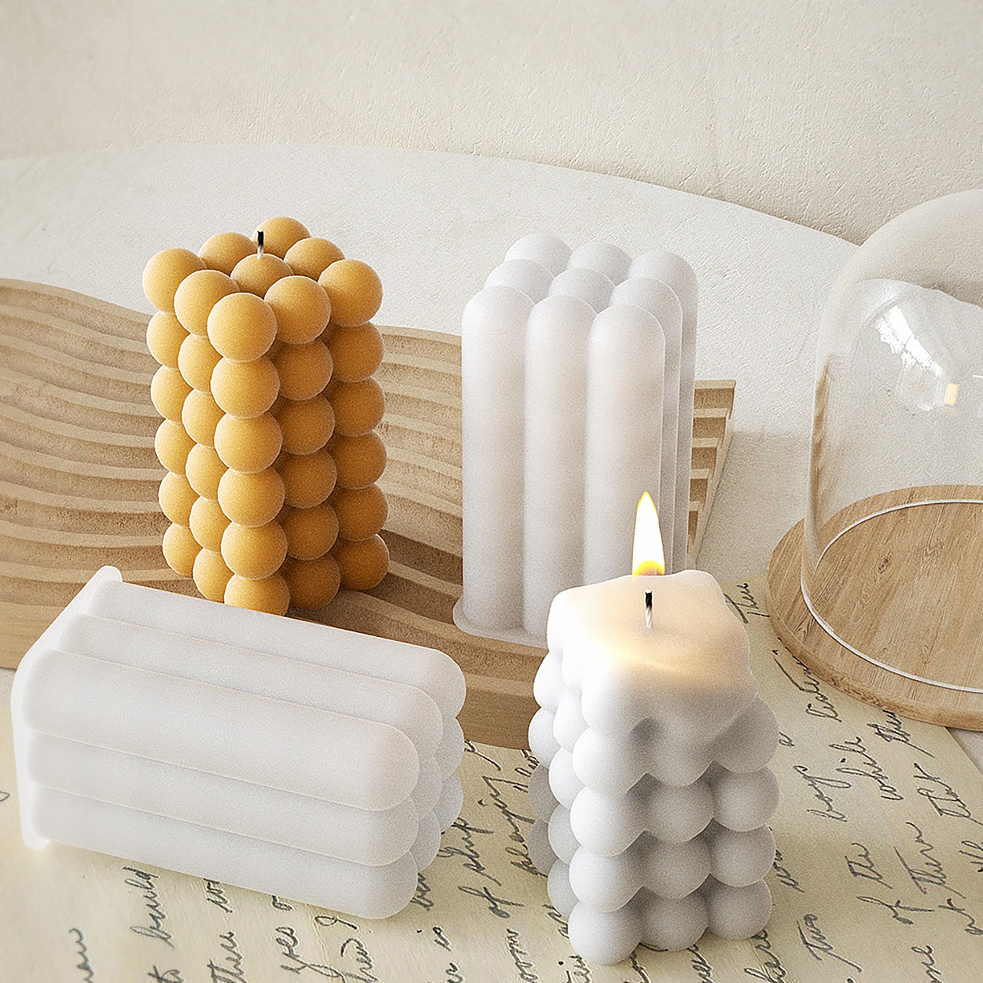 Cylinder Mold Cylinder Silicone Wave Spiral Candle Mold - Silicone Resin Casting Molds for Candle & Resin & Soap Craft Supplies