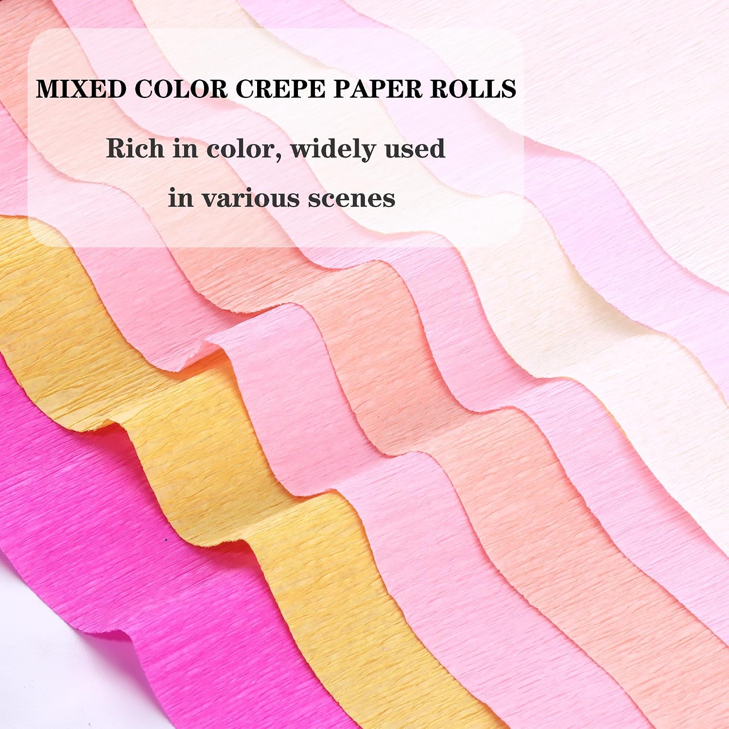 GLOREIEY 8Colors Crepe Paper Rolls,10" X 98" Crepe Paper Flower DIY Kits,20Pcs Green Floral Iron Wire, Double Sided Tape, for Birthday Parties Weddings Festival Decoration (Pink)