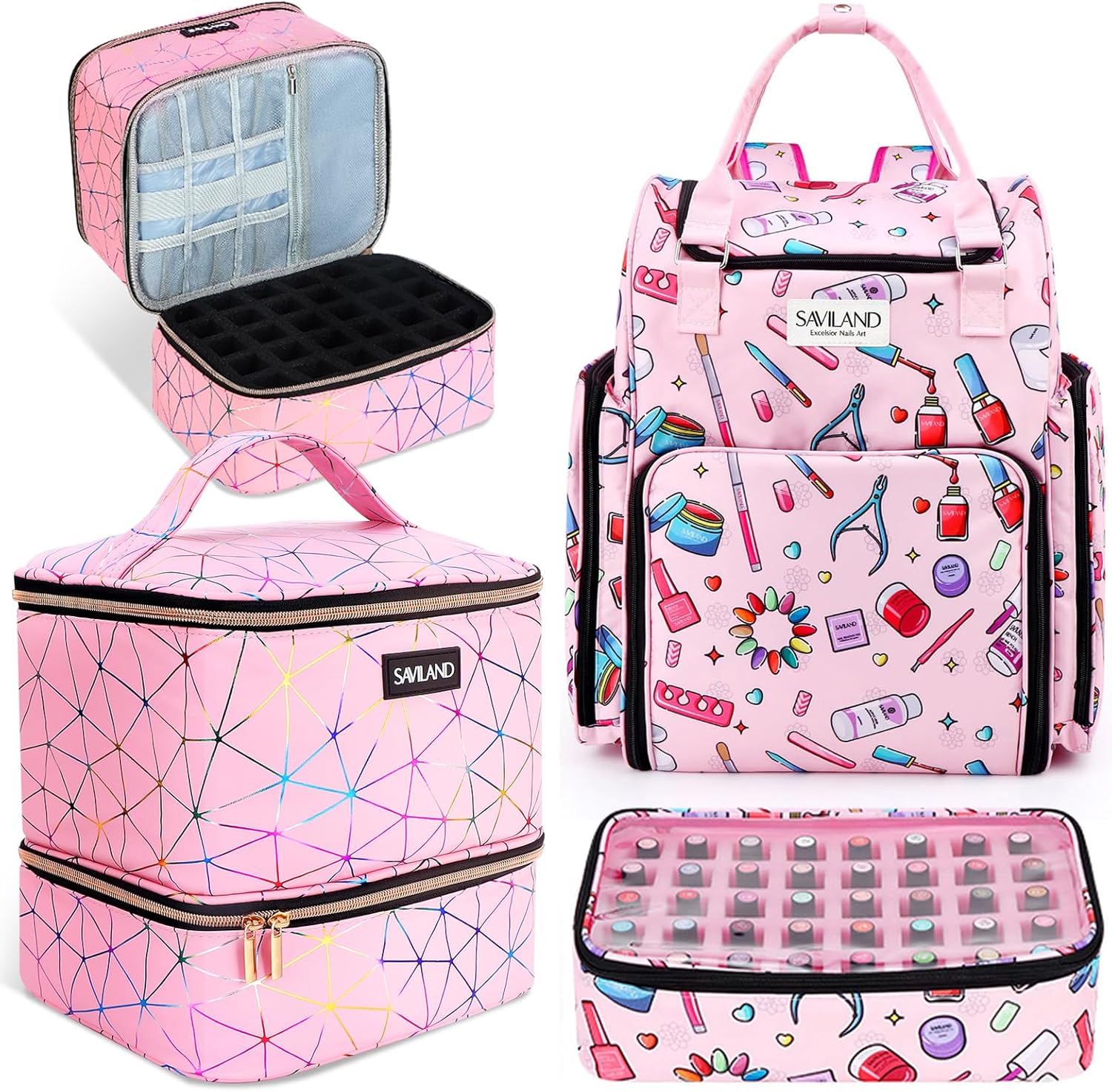 SAVILAND 110 Bottles Nail Polish Organizer Case 30 Bottles