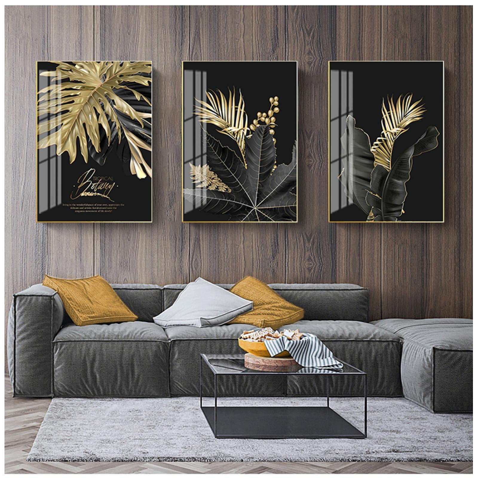 Plante art mural toile triptyque abstrait 70x100cm pour salon - 7