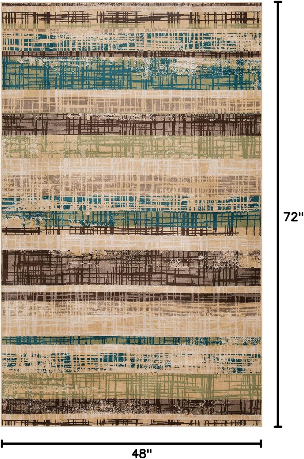 BNM Indoor Small Area Rug with Jute Backing, Great for Entryway, Living Room, Kitchen, Dorm, Bedroom, Hallway, Perfect for Hardwood Floors, Abstract Striped Indoor Area Rug, 4' x 6', Chocolate