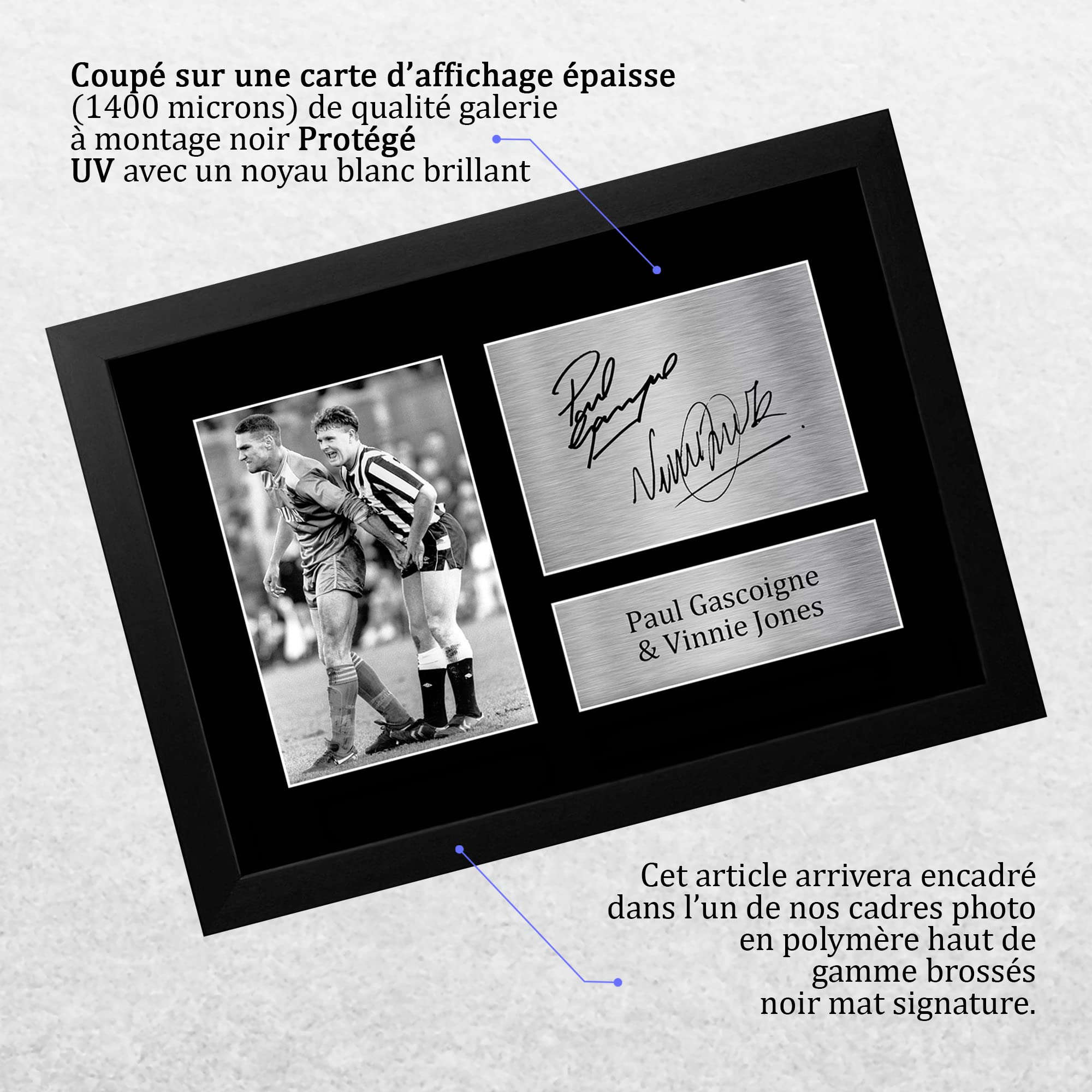 HWC Trading FR A4 Paul Gascoigne & Vinnie Jones Wimbledon FC Cadeaux imprimés photo autographe signée pour les fans de football et les supporters - A4 Encadré