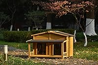 Vista 3 de RITSU Casa grande de madera para perros de 47.2 pulgadas para exteriores, exteriores e interiores, jaula para perros con porche, 2 puertas