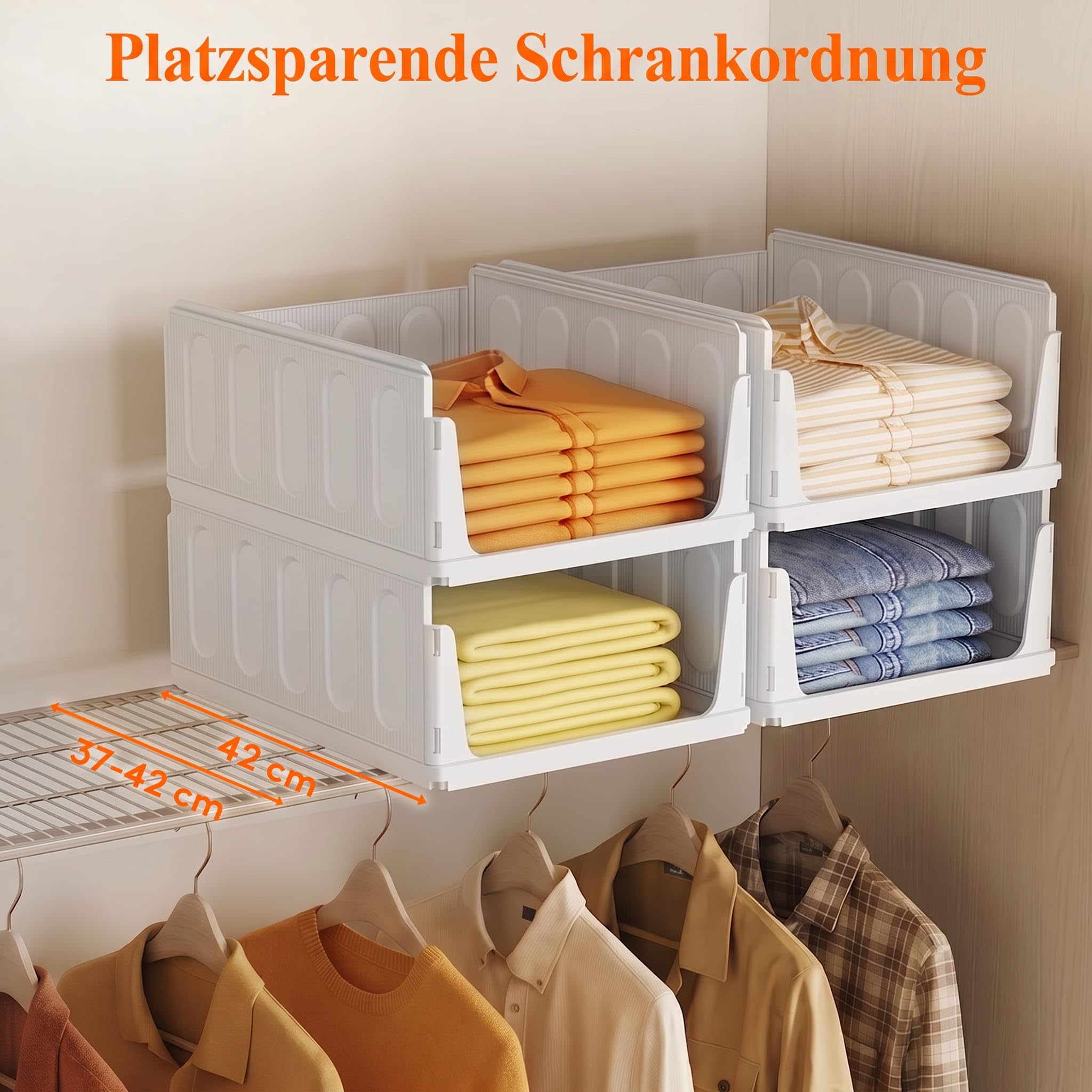 Lifewit 8er Set Stapelbare Kleiderschrank Organizer 42 cm Tief | Ausziehbar Kunststoff Ordnungssystem für Schrank & Einlegeböden, Würfelregale für T-Shirt, Küche, Wohnmobil