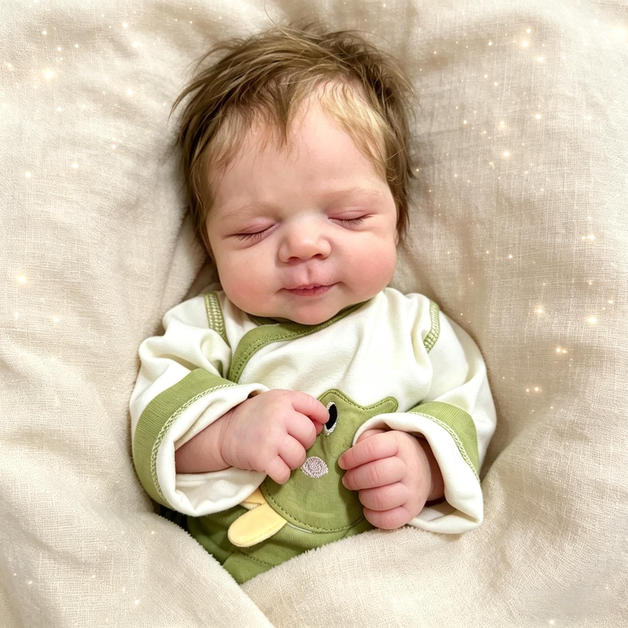 RXDOLL Realistyczne lalki Reborn Baby Dolls winylowe na całe ciało, 45 cm, realistyczne, pełne silikonowe oczy, zamknięte, anatomicznie poprawne, miękkie winylowe lalki Reborn z ukorzenionymi włosami